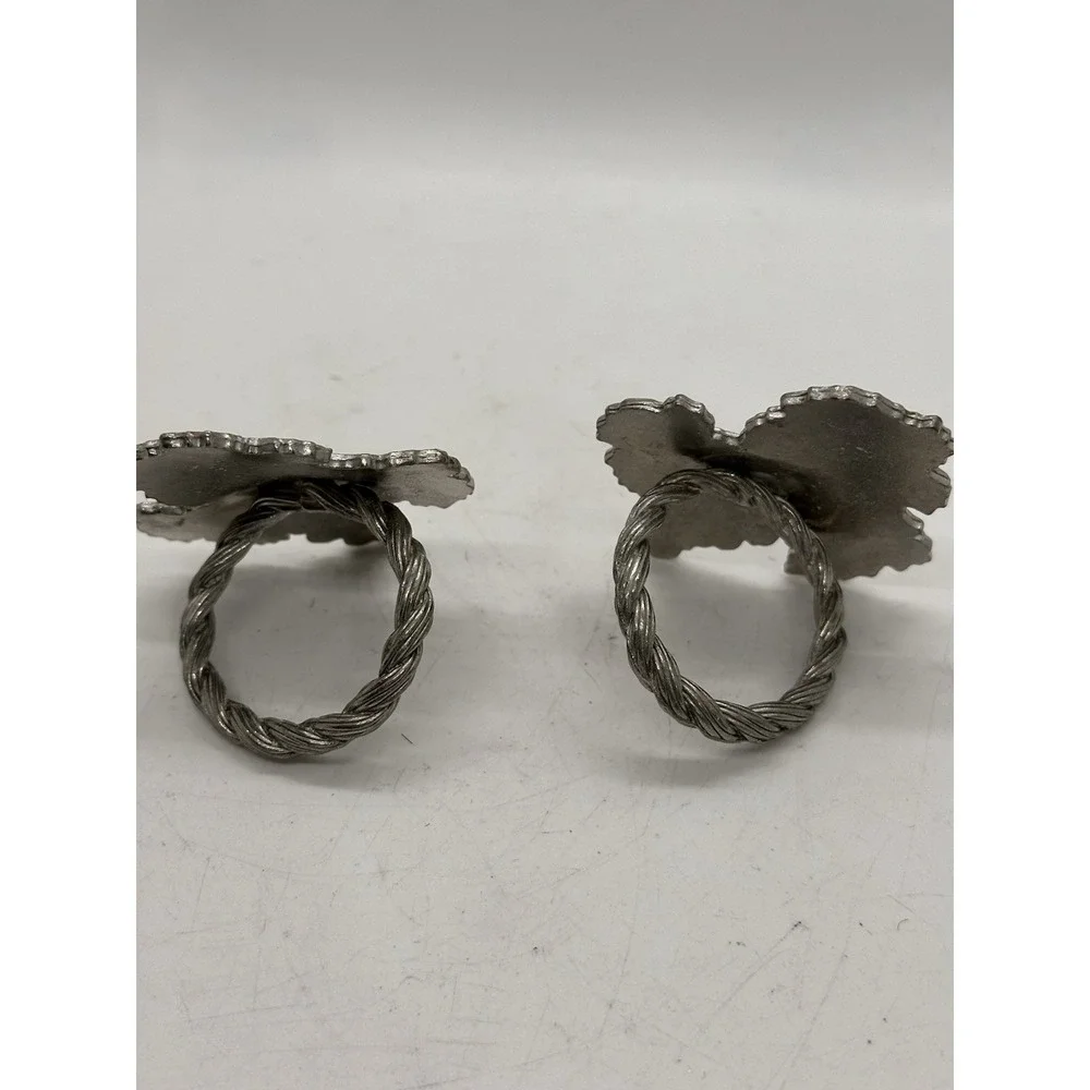 Pair Grape Cluster Napkin Rings Enamel Metal Vineyard Wine Country Table Decor